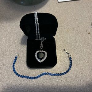 - Blue Bundle Beauty | Blue Heart of Ocean Necklace & Blue Tennis Bra…